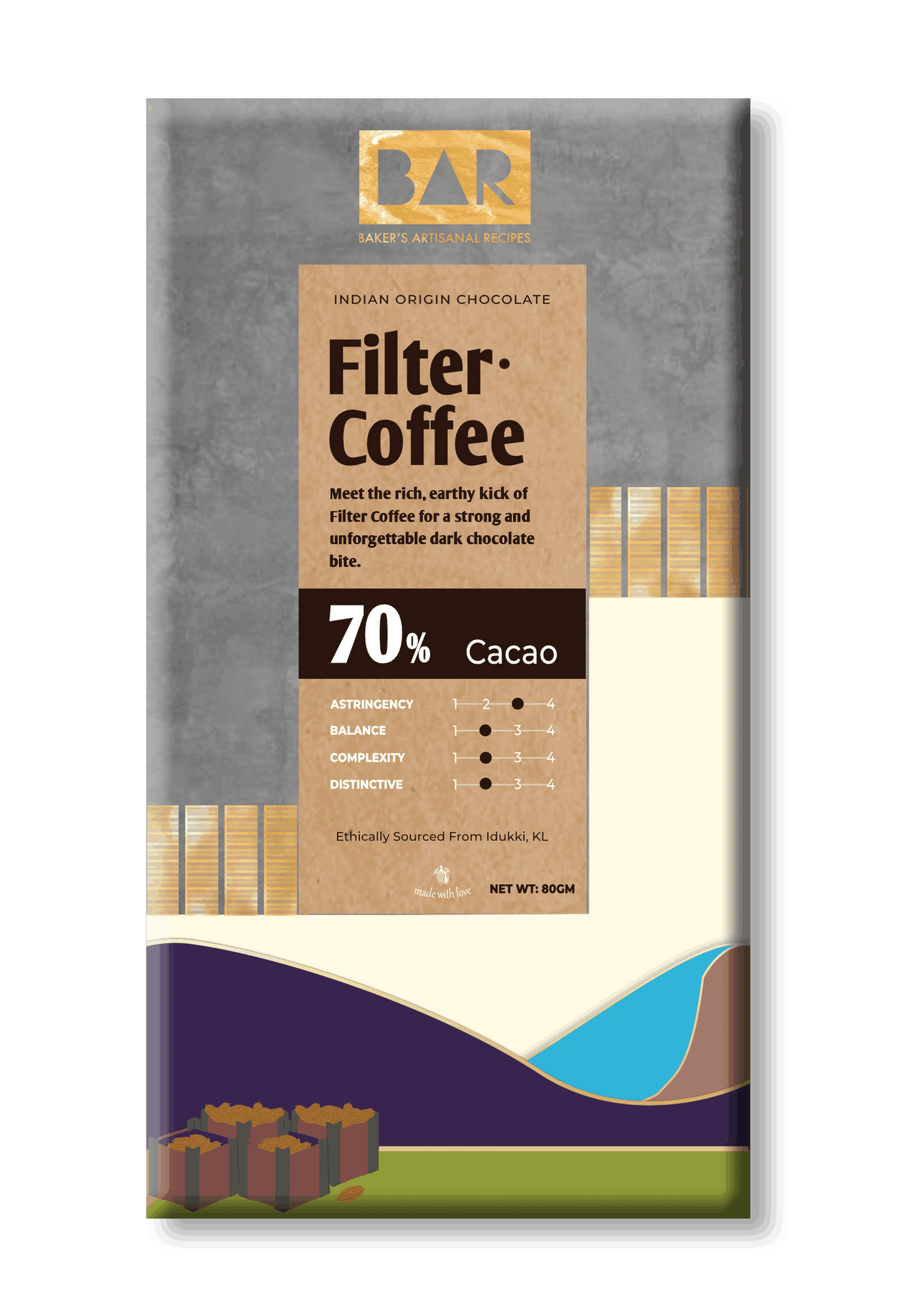 BAR Filter Coffee 70% Dark Chocolate — Idukki, Kerala (80g)