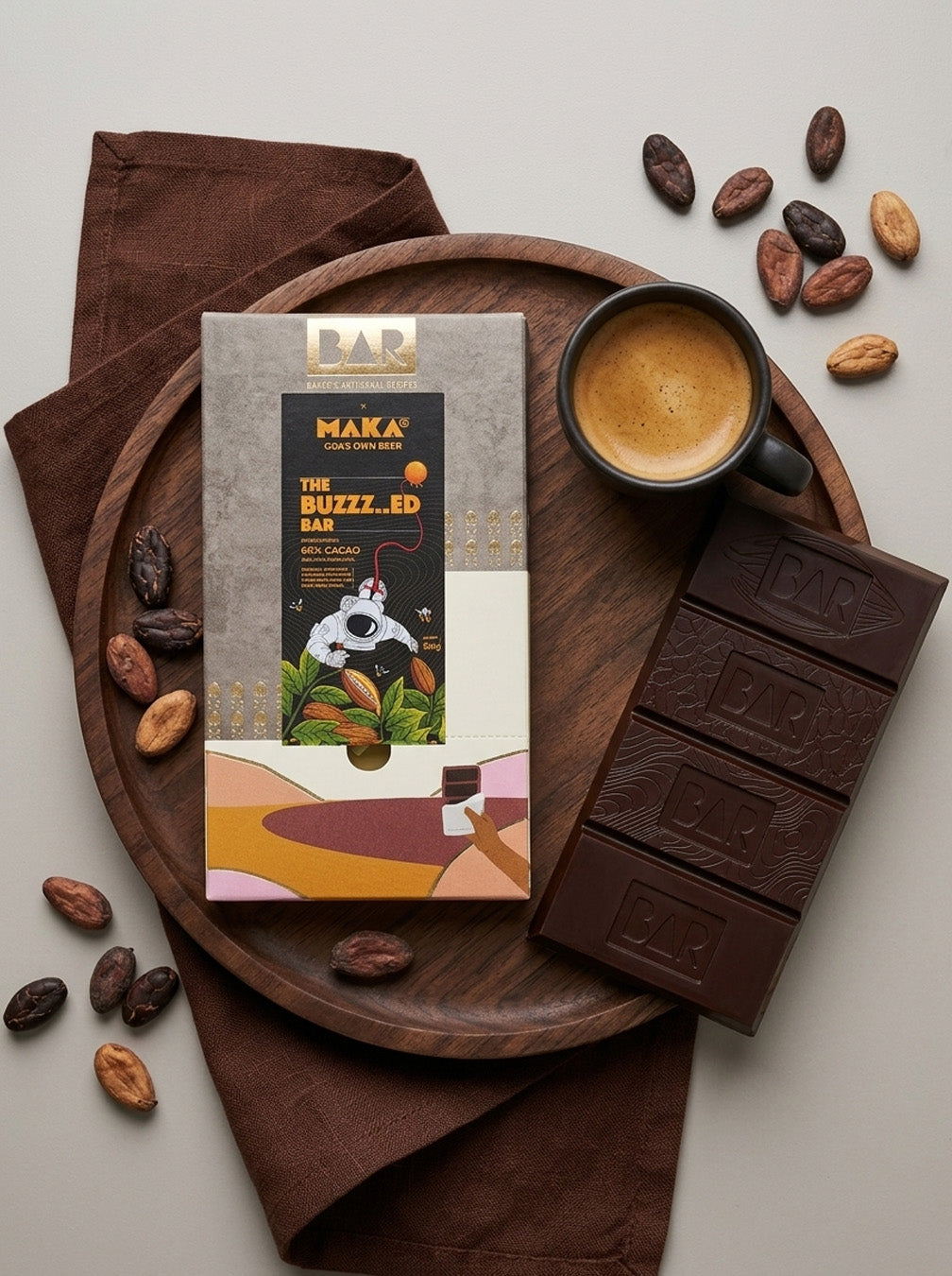 BAR The Buzzz..ed Bar — Beer Fermented 60% Dark Chocolate with Cacao Nibs, Mangalore (80g)